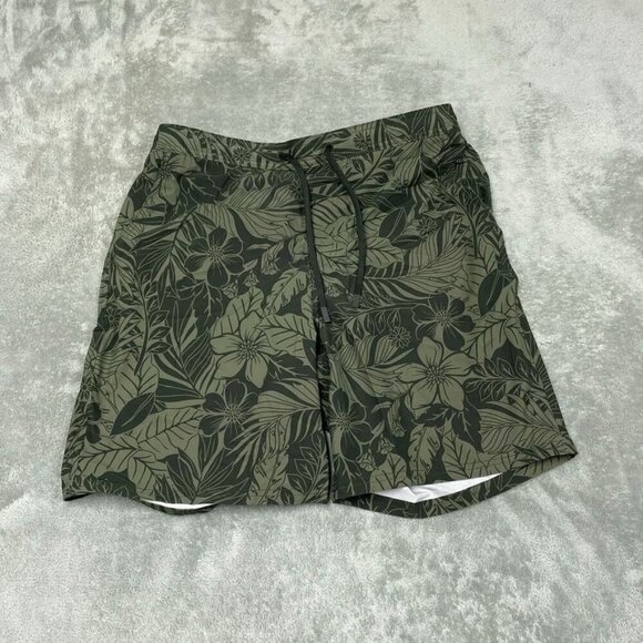 Kirkland Other - Mens Swim Shorts Green Tropical Print Recycled Polyester Medium M a0191
